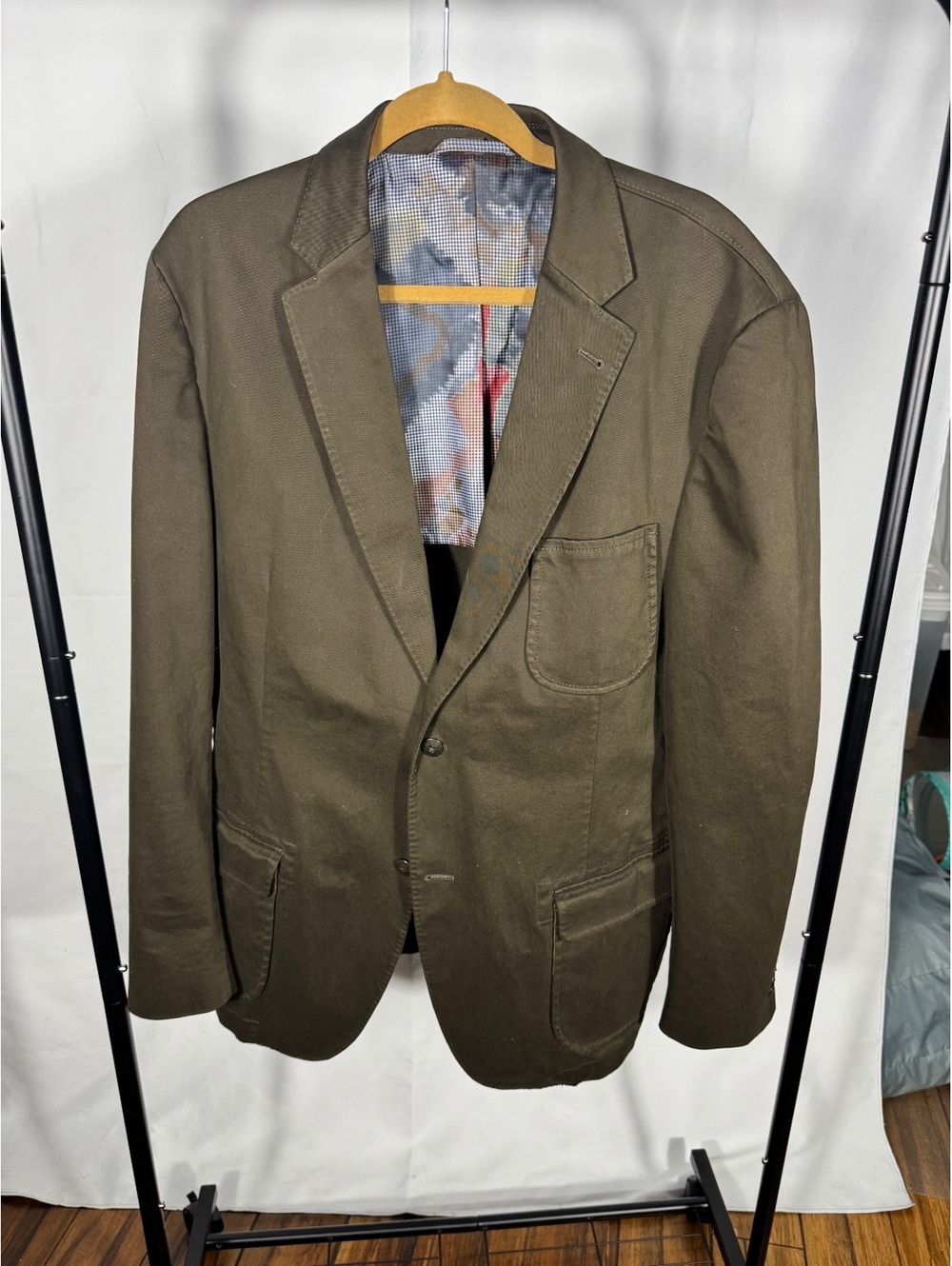 Kroon Men's Olive Green Cotton Blazer Suit Jacket 44L